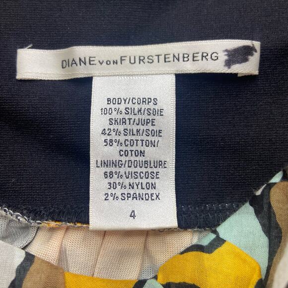 Diane von Furstenberg Silk Abstract Print Babydoll Strapless Dress Women's 4 Y2K - Picture 5 of 10